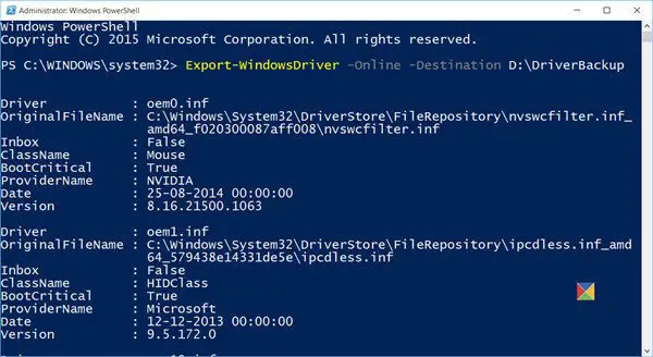 Backup Device Drivers PowerShell