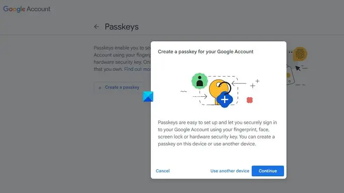 Create a passkey for your Google account