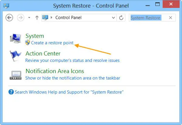 Create System Restore Point