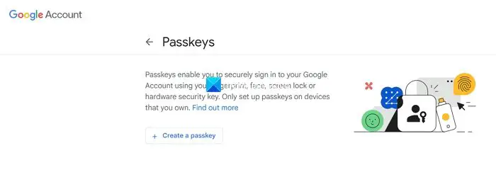 Google Passkeys creation