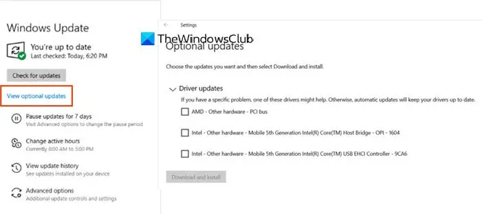 Optional Update Windows 10