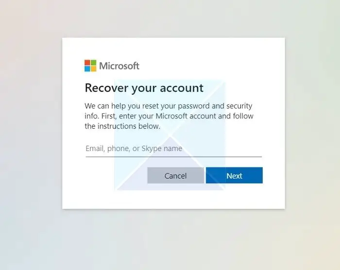 Recover Microsoft Account Password