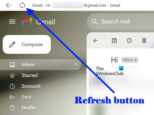 Refresh button in Gmail app