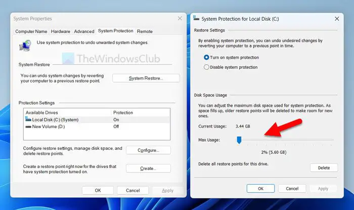 Shadow copies failed to change the storage area maximum size