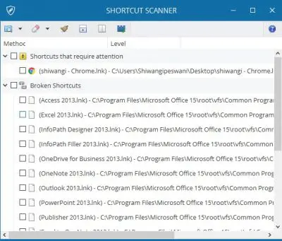 Shortcut Scanner for Windows