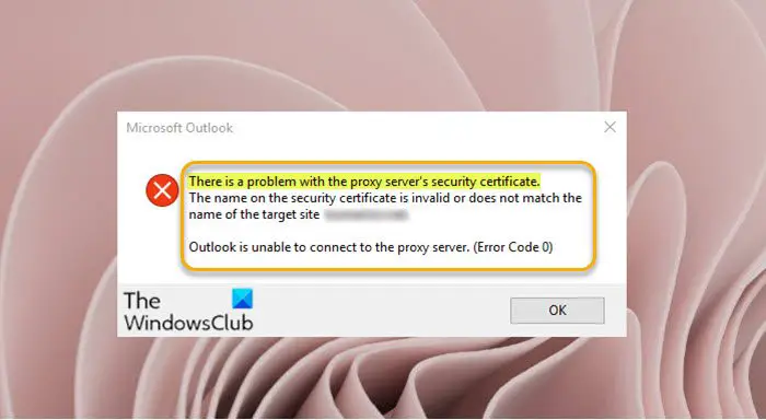 There is a problem with the proxy server's security certificate