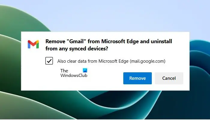 Uninstall Gmail app for Edge