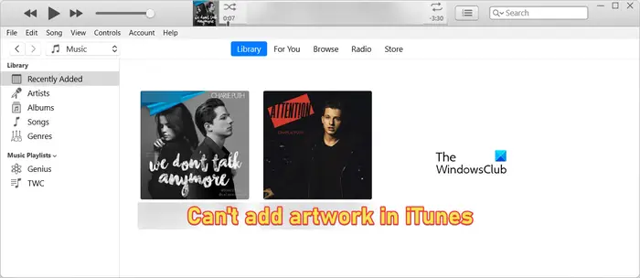 Can’t add artwork in iTunes