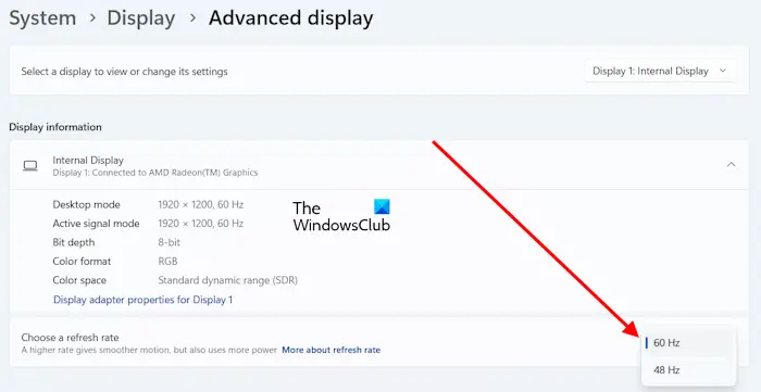 Change display refresh rate