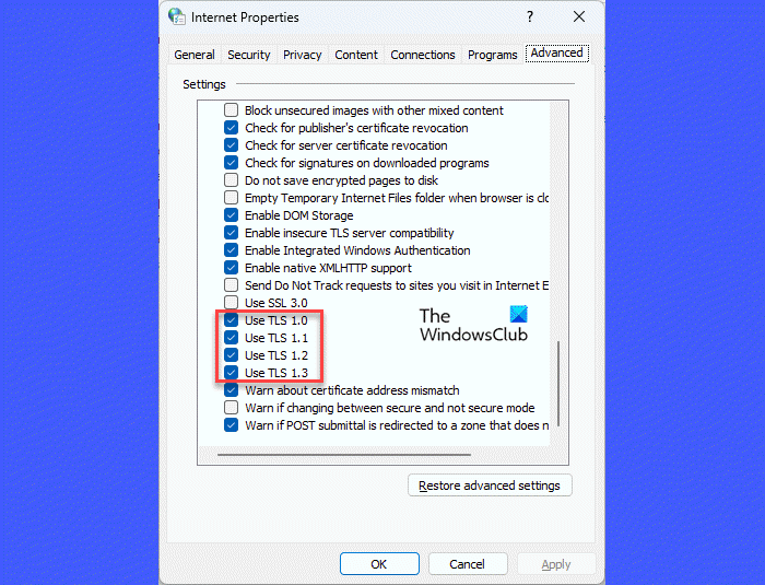 Change Internet Options