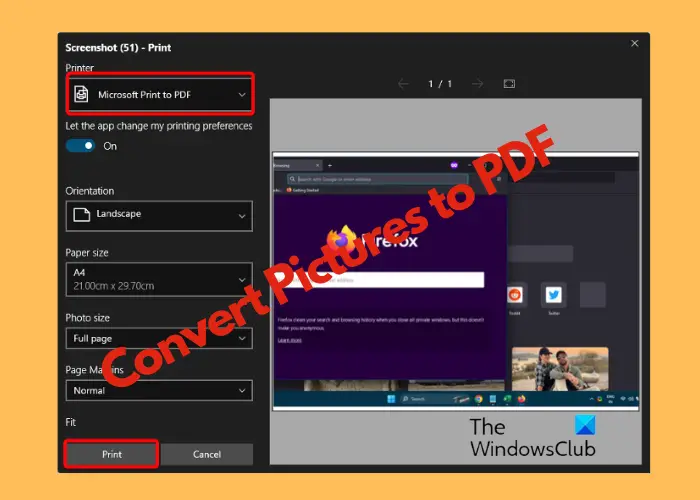 convert pictures to PDF