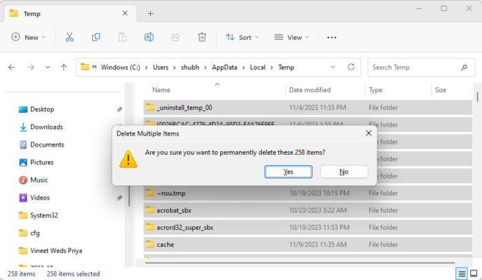 Delete OneDrive folder cache