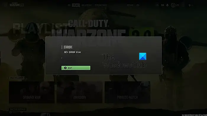Fix Dev Error 6144 on Modern Warfare 2 and Warzone 2
