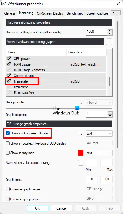 Enable FPS in MSI Afterburner