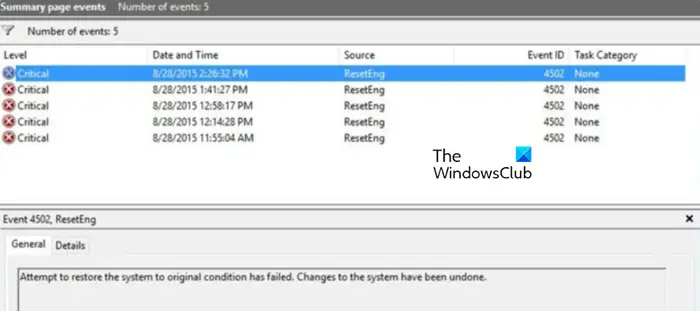 Event 4502 WinREAgent after Windows Update