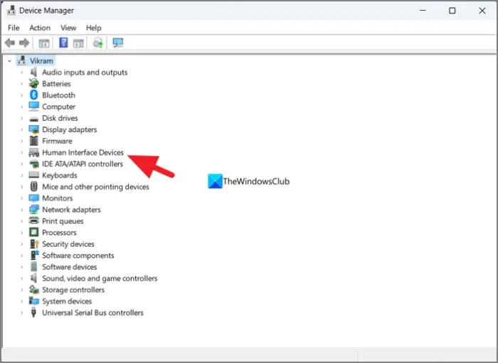 Human Interface devices in Device Manager