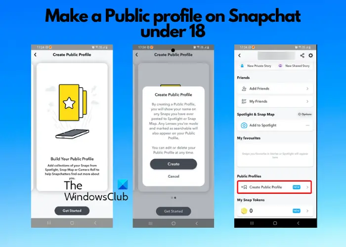 Make a Public profile on Snapchat under 18