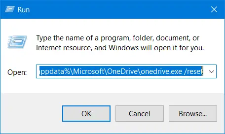 reset onedrive