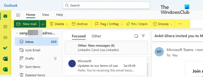 Revamped UI of Outlook client