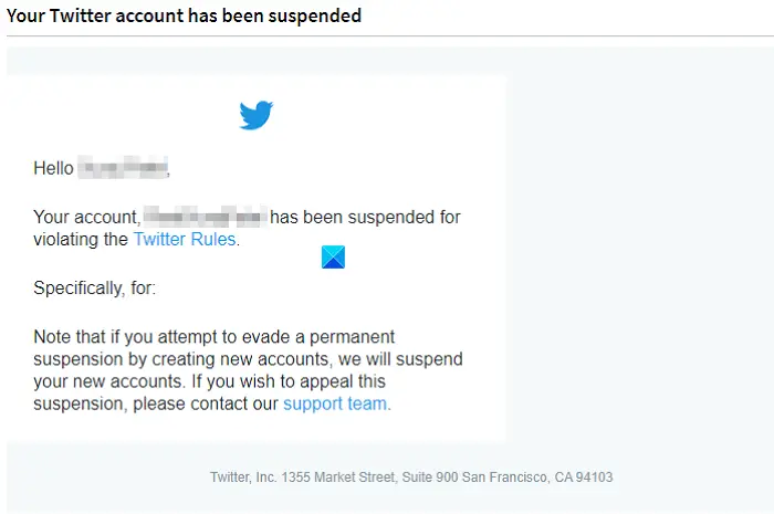 Twitter account suspended