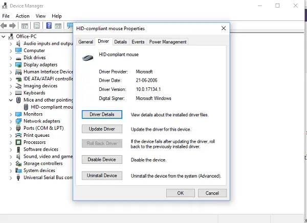 Update or Rollback Mouse Driver in Windows 10