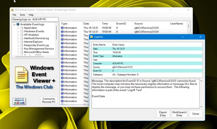 Windows Event Viewer Plus